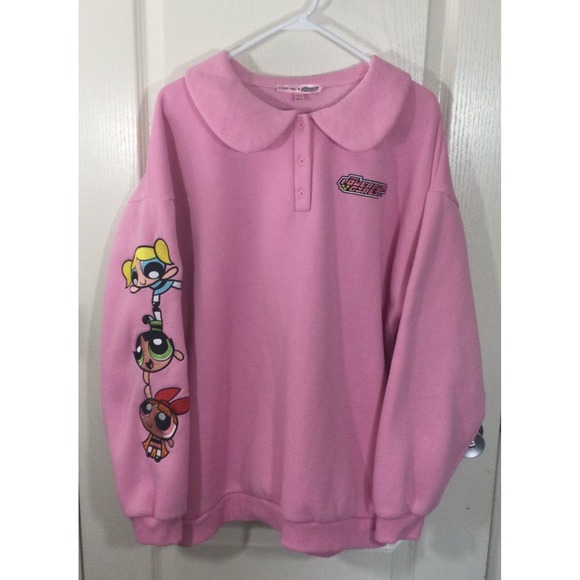 Dolls Kill Power Puff Girls Sweatshirt Pink M/L Cartoon Network Graphic Pullover - Picture 1 of 14